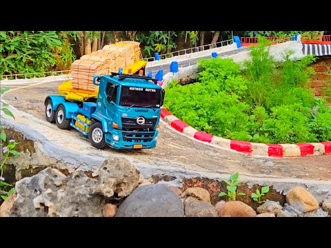 AKSI KE 72 ‼️ Proyek Kontruksi Jalan Rc Truk Trailer VS Hino Tronton Angkut Pasir Muatan Overload 