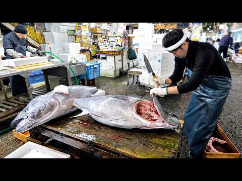 220kg Giant Tuna Disassembled! A Sushi Chef’s Insane New Year with Only 3 Hours of Sleep.