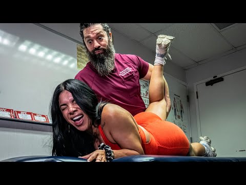 Colombian Fitness Competitor Gets Stretched Out By Massage Therapist and Chiropractor 