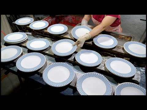 Beautiful Ceramic Tableware Manufacturing Process! Mass Production Factory!