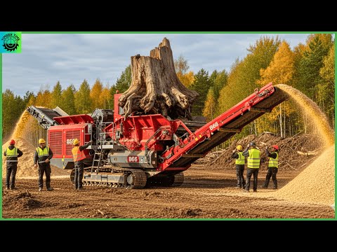 Dangerous Tree Shredder and Wood Chipper crushing machines | Fastest Firewood Processing #37