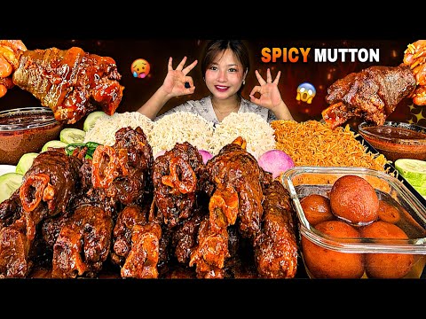 2KG MASSIVE MUTTON NALLI😱🔥WITH BASMATI RICE & SPICY GRAVY🌶️| NEPALI MUKBANG | BIG BITES | #mikasa