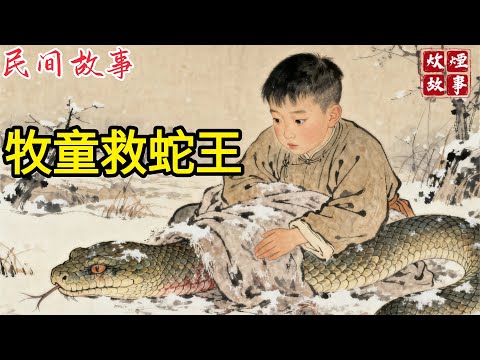 放牛牧童用身體溫暖凍僵的蛇王，藥鋪掌櫃卻欲捕之入藥，被牧童拼盡全力保護，蛇王蘇醒後保了牧童一生平安。#故事頻道#民間故事#故事分享#中國文化#情感#聽書