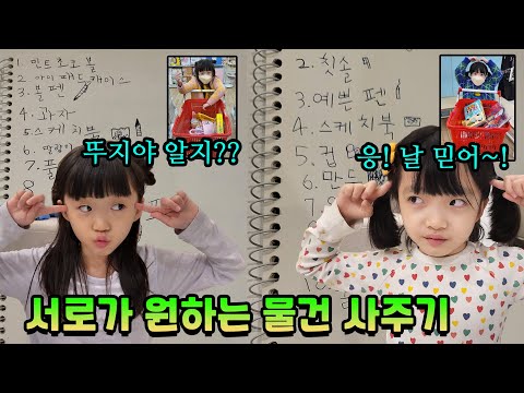 다이소에서 서로가 원하는 물건을 텔레파시로 사줄 수 있을까요?? ㅎㅎ 과연 10개중에 몇개나 원하는 걸 사줄 수 있을지!! 쌍둥이 텔레파시~