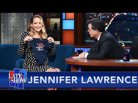 "I'm Not Going To Fit In That!" - Jennifer Lawrence Accepts A Baby Gift From The Late Show