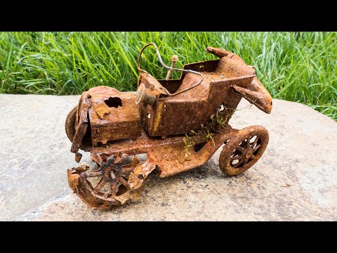 Restoration rusty abandoned vintage car 1950s