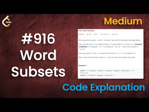 Word Subsets | Live Coding with Explanation | Leetcode - 916