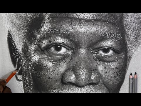 Hyper realistic face: shading facial features with charcoal