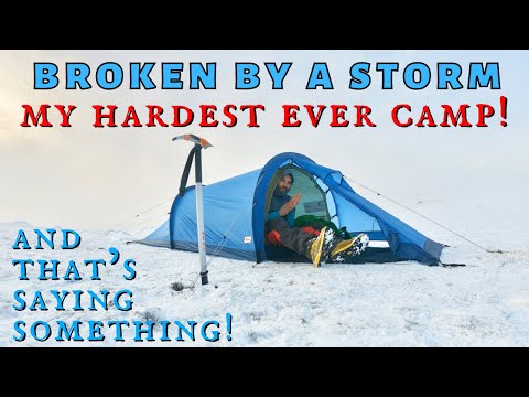 SNOWSTORM SOLO WINTER CAMP - STORM FORCE WINDS Wild Camping Blencathra Summit Lake District UK
