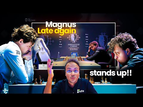 Magnus Carlsen arrives late to his game against Hans Niemann | Freestyle Chess South Africa