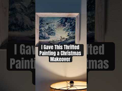 Added some Christmas magic to this beat up thrifted painting #thriftedhomedecor #christmasdecoration