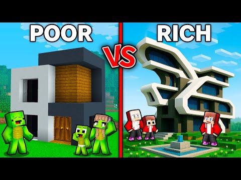 Mikey Family POOR vs JJ Family RICH Forest MODERN House in Minecraft ! (Maizen)