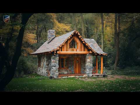 The Man Builds A Magnificent House From Discarded Stones And Forest Wood