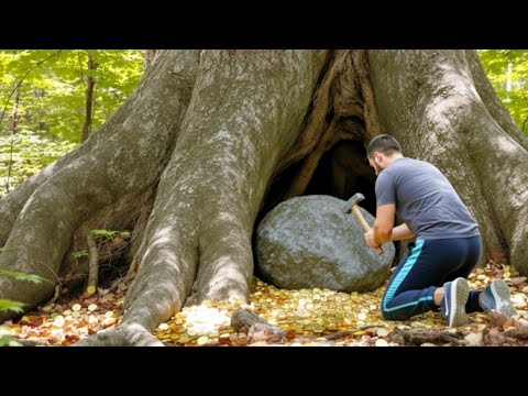 I Found a Huge Treasure After Breaking the Rock Under the Big Tree!!!