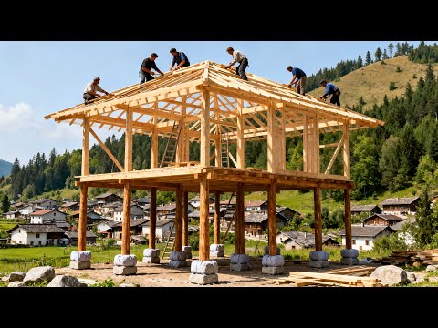 201 Days Build Traditional WOODEN FLOORING HOUSE – From Wooden Frame to Finishing | By @TUNG BUSHCRAFT