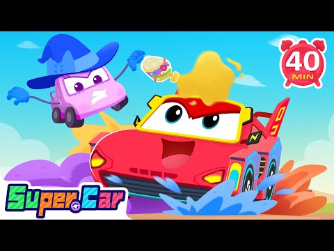 大家猜猜誰是真正的莎莉魔👀✨ | 汽車兒歌🚗🎶 | 百變魔力沙 | 卡通片📺 | 超級汽車