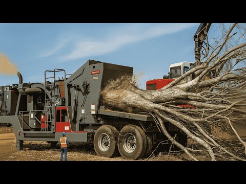 Insane tree cutting and wood chipper shredder machine | Firewood processor crushing power #54