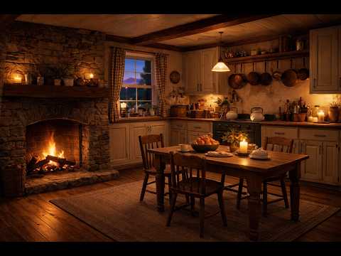 Cosy Ambient Cottage Kitchen Fireplace