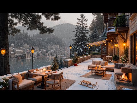 Winter Jazz Music ⛄ Outdoor Coffee Shop Ambience with Relaxing Jazz Background Music for Work, Study