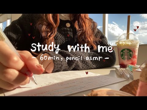【 study with me 】1時間一緒に勉強しませんか？🍪♥️writing sound, 60min, no bgm