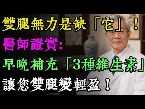 雙腿無力是缺「它」！醫師證實：早晚補充「這3種維生素」，讓您雙腿變輕盈，告別痠軟無力！