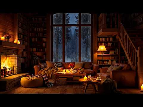 Cozy Reading Nook Ambience 🔥 Soft Jazz, Rain & Fireplace Sounds for Work, Study & Relax