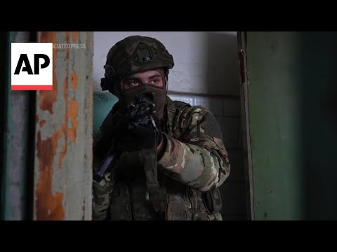 Soldiers train for urban combat near the frontline in eastern Ukraine