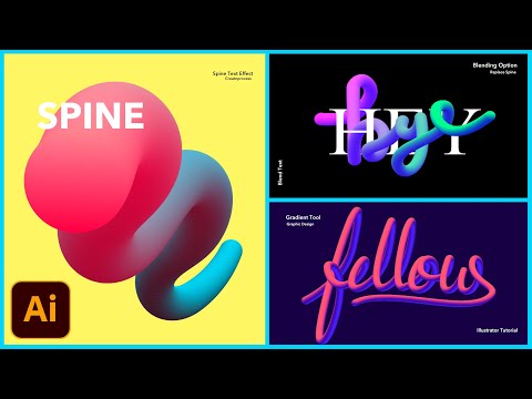 Spine Text Effect in Adobe Illustrator | Replace Spine & Blend | Graphic design