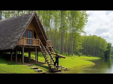 I Built a FREE Wooden House By The Lake in 12 Days