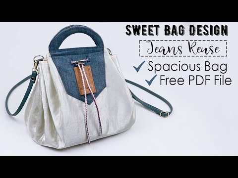 DIY Jeans Reuse into a Bucket Bag + Free PDF ♥ ASMR Sewing Sounds Relax Video