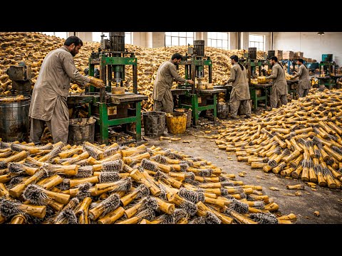 This is the Secret of a Pakistani Factory Making Engine Washing Brushes From Waste Wood #process 