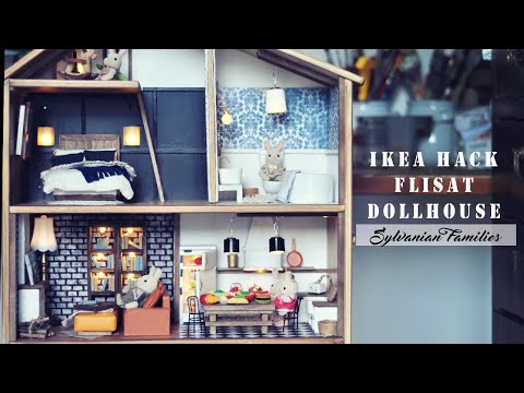 DIY Miniature - IKEA FLISAT Dollhouse Hack Ft. Sylvanian Families Milk Rabbits
