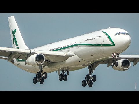 AIRBUS A340 LANDING + Australian A330 - RARE Planes at Düsseldorf Airport (4K)