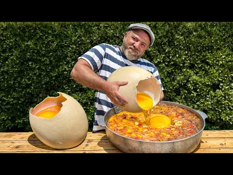 The Biggest Yolk on Planet! Cooking a Whole Meal with an Ostrich Egg