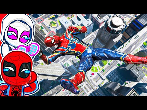 GTA 5 IRON SPIDERMAN vs 1,492,410 FEET FALL... (Try Not To Laugh)