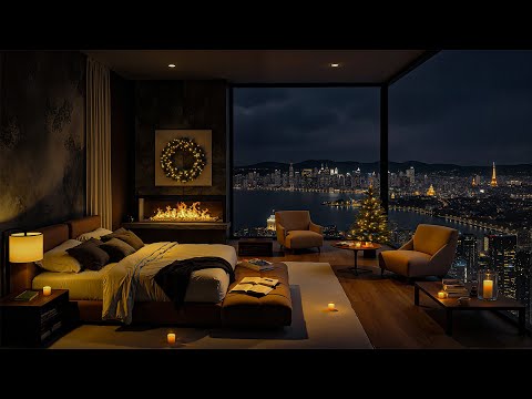 Gentle Jazz Melodies for a Cozy Winter Day 🎄 Christmas Jazz & Crackling Fireplace in Cozy Bedroom