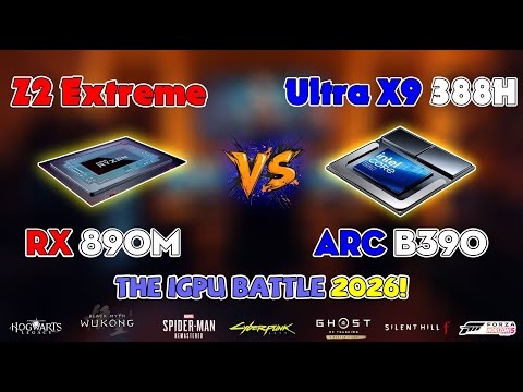 Z2 Extreme vs Ultra 9 388H: Radeon 890M vs Arc B390 Test Game | 1080p High (30W TDP)