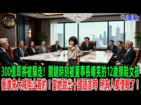 「不要簽」300億港幣即將被騙走！關鍵時刻被董事長嘲笑的12歲擦鞋女孩衝進來大喊阻止簽約！當她開口說出十國語言時，所有人都傻眼了！【人生茶話會】#情感故事 #老年生活#感人壹幕#故事分享 #故事#原創