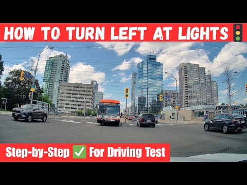 How to Make a Left Turn at a Traffic Light | Step-by-Step Driving Test Guide.