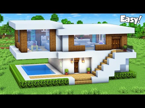 Minecraft: How to Build a Small Modern House Tutorial (Easy) #85 - Interior in Description!