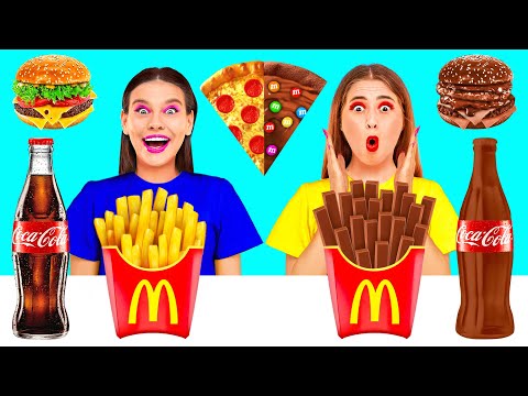 Real Food vs Chocolate Food Challenge | Funny Situations and Fails Happy Funny
