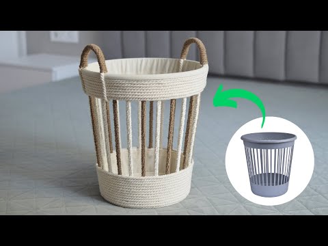 Rope Basket DIY/ Plastic bucket craft idea ♻️