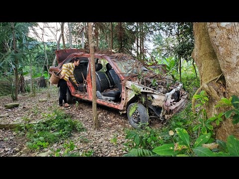 A badly damaged vintage car was left in an abandoned house in the woods. How do I restore it?