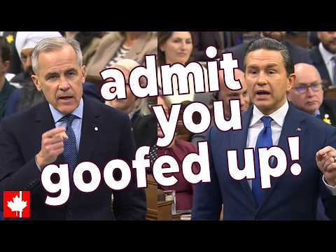 Carney CRINGES as Poilievre asks him to admit that he goofed up and to apologize to Canadians