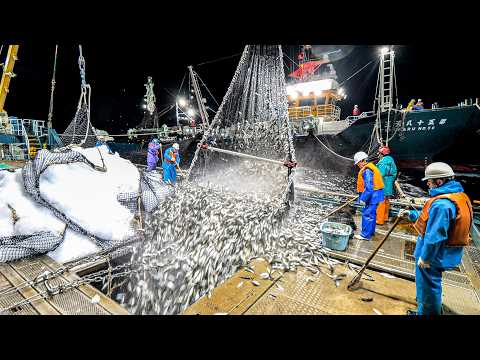 Landing 100 Tons of Japanese Horse Mackerel – Traditional Coastal Purse Seine Fishing