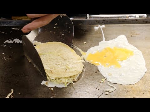 Teppanyaki Egg Okonomiyaki  Octopus Balls Takoyaki - Japanese Street Food - Okinawa Japan