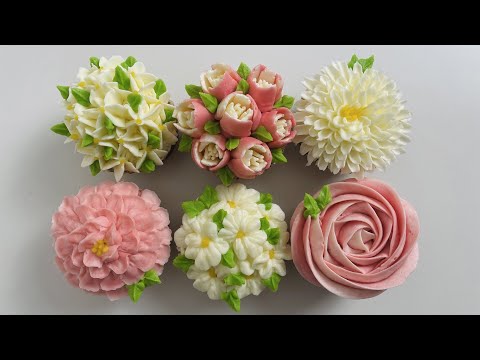 Buttercream Floral Cupcake Decorating in pink & white 