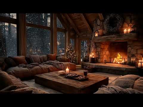 Snowy Winter Night | Relaxing Piano and Fireplace Sounds for Focus, Sleep & Holiday Calm