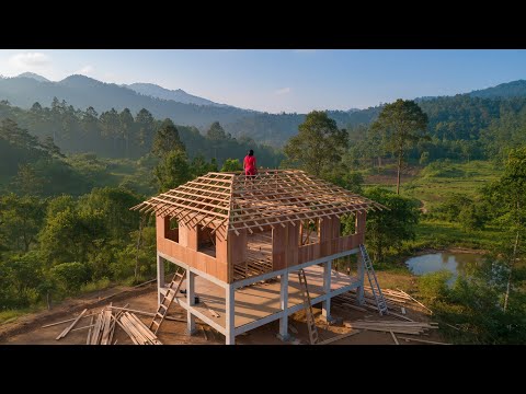 Young girl builds house on hillside in 120 days | from start to finish by @Lý Nhệ / free life
