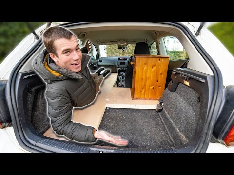 I Turned My TINY Car Into A Camper - Building a Wooden Bed